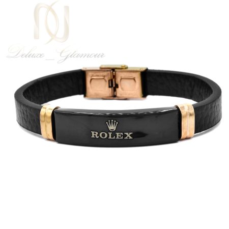 دستبند چرم مردانه rolex تک ردیفه ds-n774
