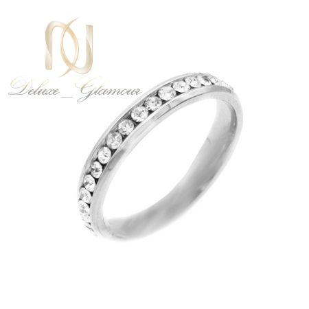 حلقه استیل نگین دار نقره ای rg-n643