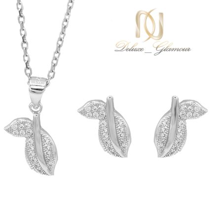 نیم ست دخترانه نقره طرح برگ ns-n694