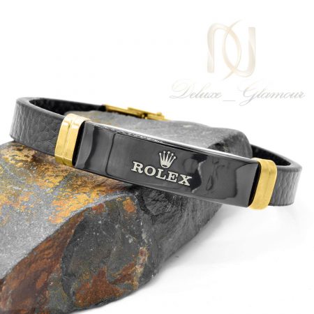 دستبند مردانه چرمی rolex تک ردیفه ds-n801