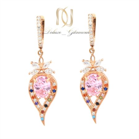 گوشواره نقره آویزی رزگلد فانتزی er-n263