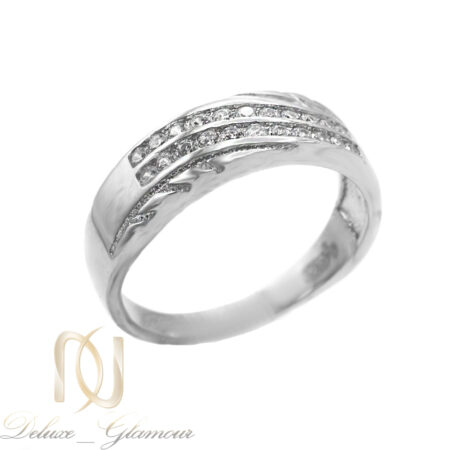 حلقه نقره 925 طرح طلا سفید نگین دار   rg-n703