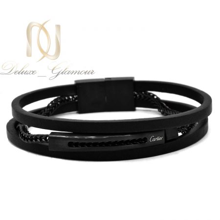 دستبند مردانه چرمی طرح کارتیر خاص ds-n807