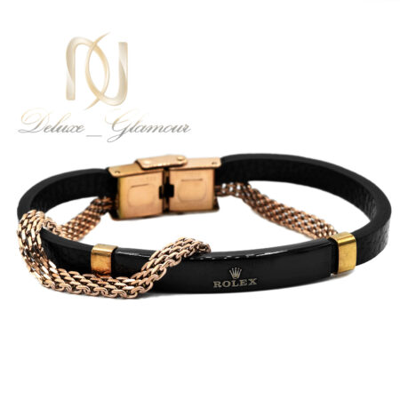 دستبند چرم مردانه طرح رولکس جدید ds-n824