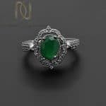 انگشتر نقره ظریف جواهری نگین سبز زنانه rg-n707