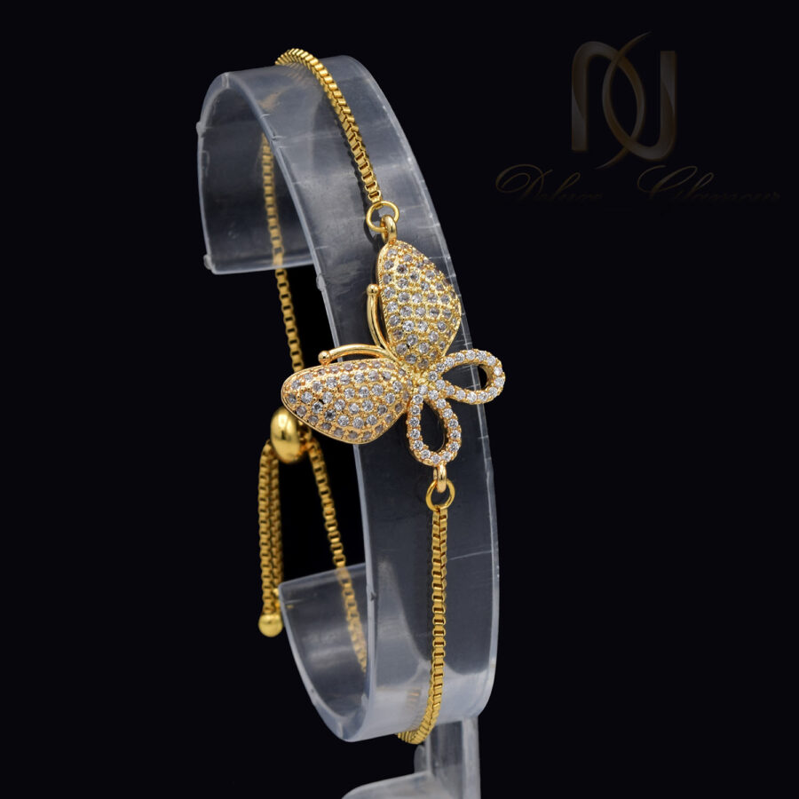 دستبند استیل دخترانه طرح پروانه طلایی ds-n826
