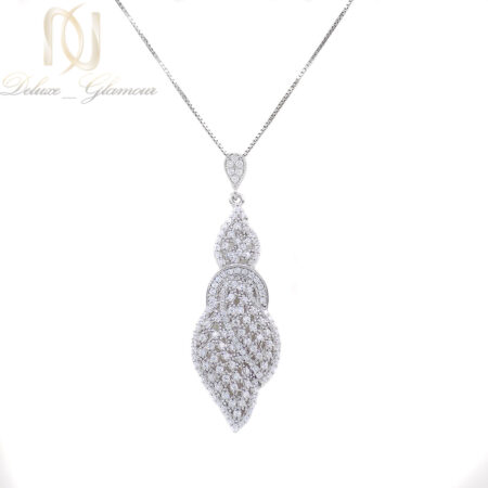 گردنبند نقره طرح طلا سفید زنانه نگین دار ma-n575