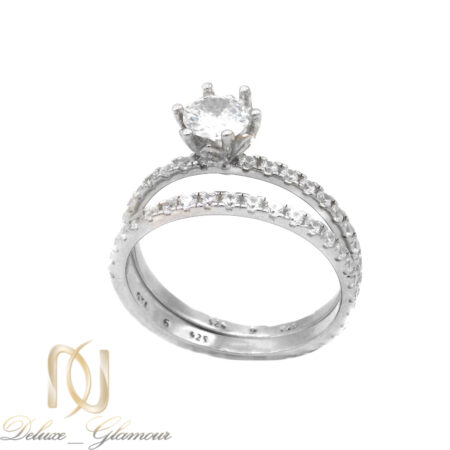 حلقه و پشت حلقه نقره ظریف تک نگین ma-n571
