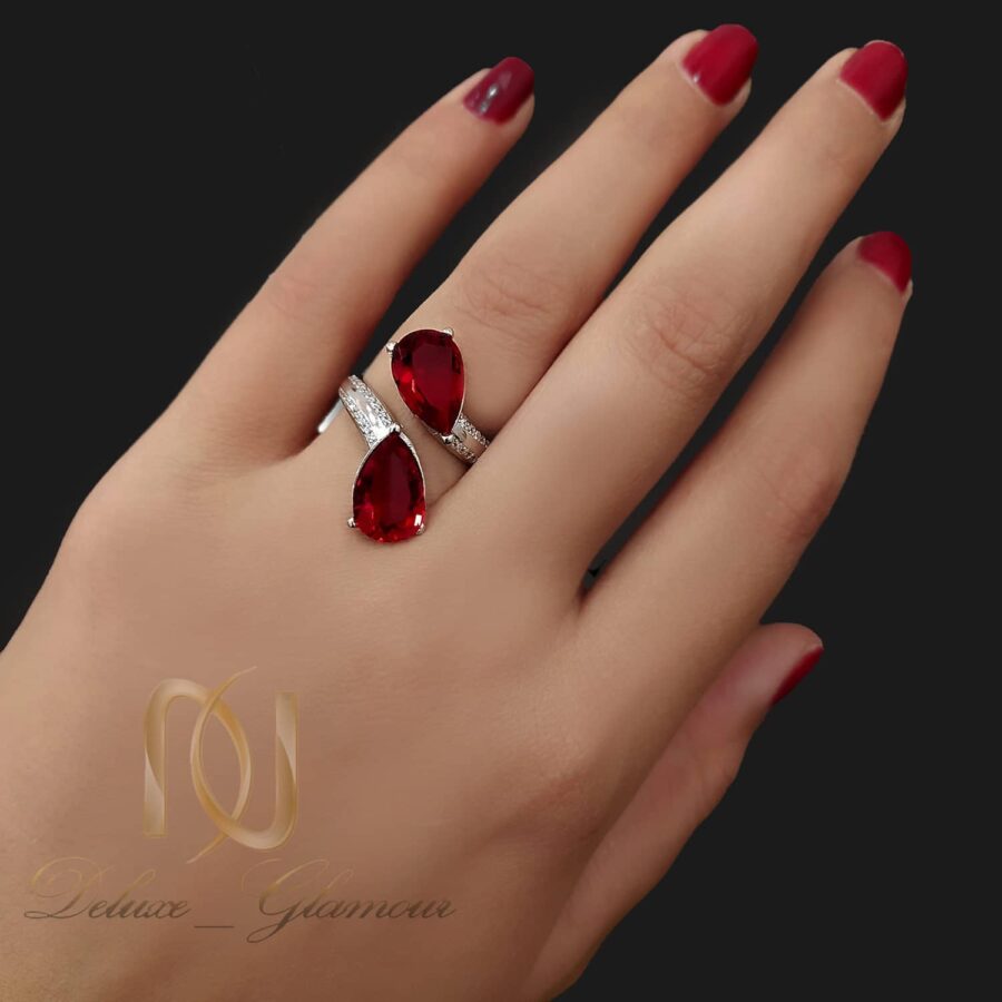 انگشتر نقره زنانه طرح اشک قرمز rg-n760
