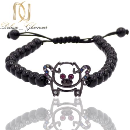 دستبند دخترانه سنگی مهره پاندا ma-n612