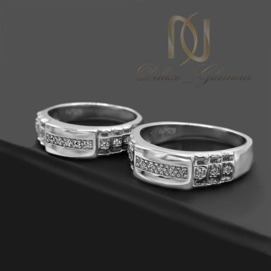 حلقه ست ازدواج نقره اصل نگین دار rg-n756