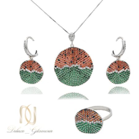 نیم ست هندوانه نقره شب یلدار نگین دار ns-n859
