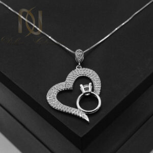 گردنبند نقره طرح قلب و انگشتر دخترانه nw-n812