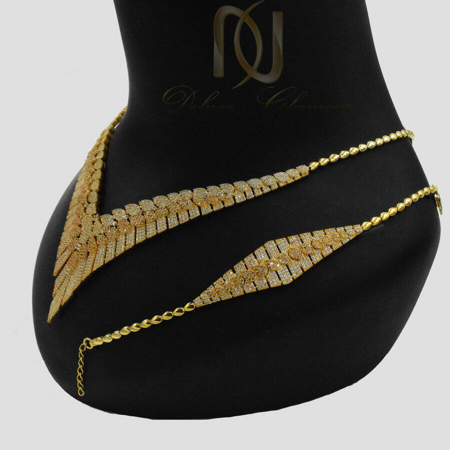 سرویس عروس نقره اصل طلایی نگین دار ns-n894