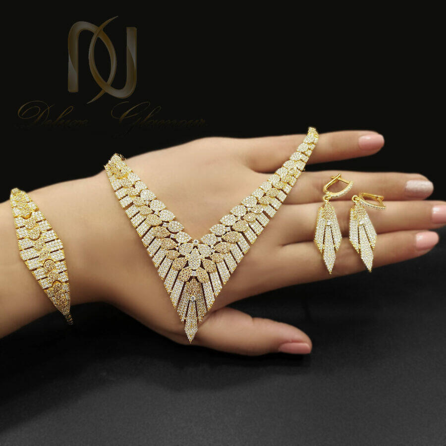 سرویس عروس نقره اصل طلایی نگین دار ns-n894