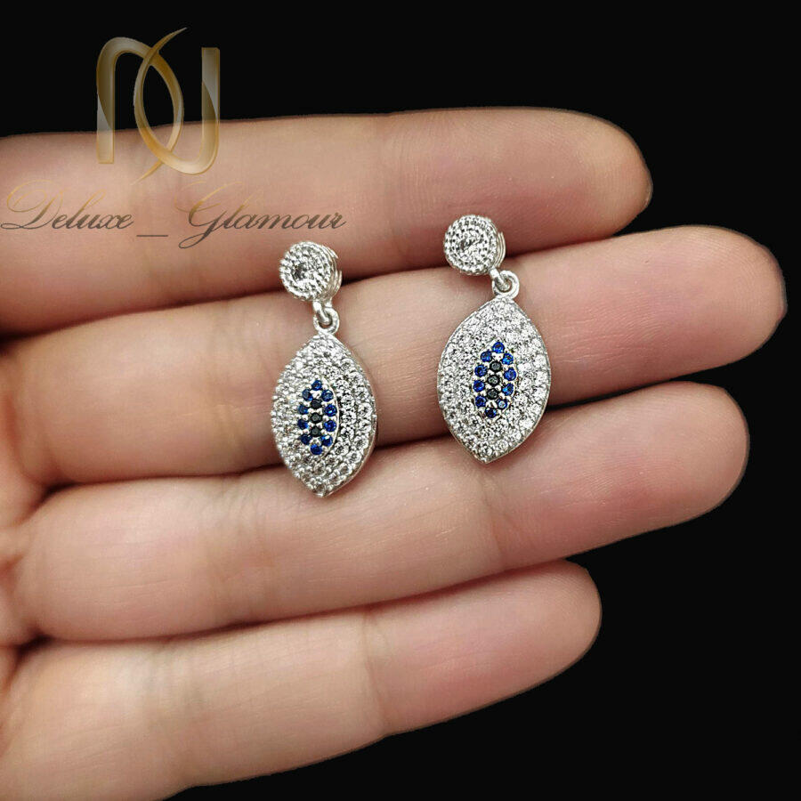 گوشواره نقره آویزی میخی نگین دار er-n285
