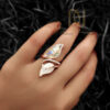 انگشتر جواهری زنانه طرح برگ رزگلد rg-n792