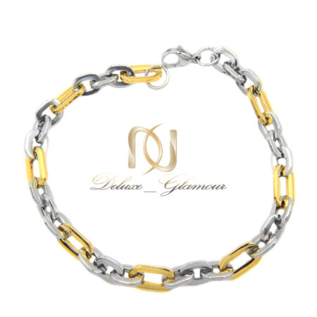 دستبند مردانه استیل دو رنگ زنجیری ds-n874