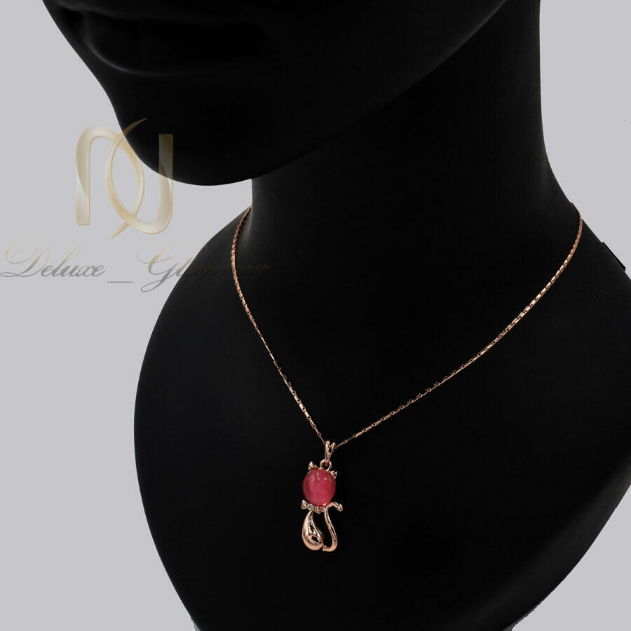 گردنبند طرح گربه جواهری زنانه رزگلد nw-n794