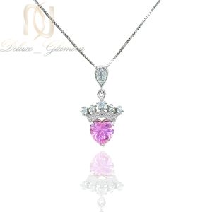 گردنبند نقره طرح تاج و قلب دخترانه ma-n653