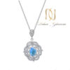 گردنبند نقره جواهری زنانه نگین آبی nw-n789