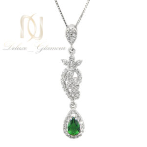 گردنبند جواهری زنانه نگین سبز نقره nw-n802