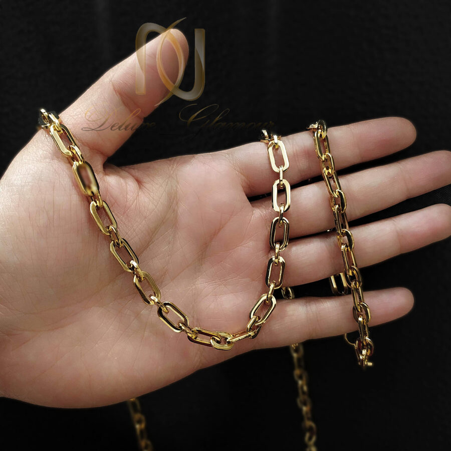 ست زنجیر و دستبند مردانه استیل طلایی ns-n911