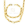 ست زنجیر و دستبند مردانه استیل طلایی ns-n912