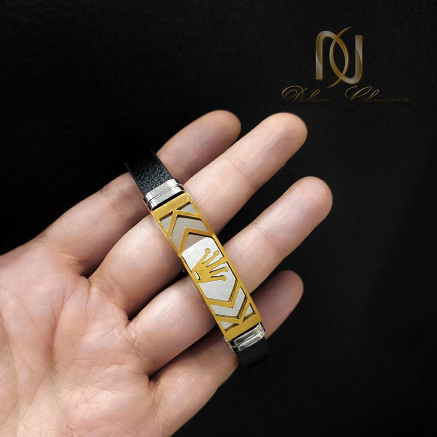 دستبند چرم ROLEX مردانه رویه طلایی DS-N903