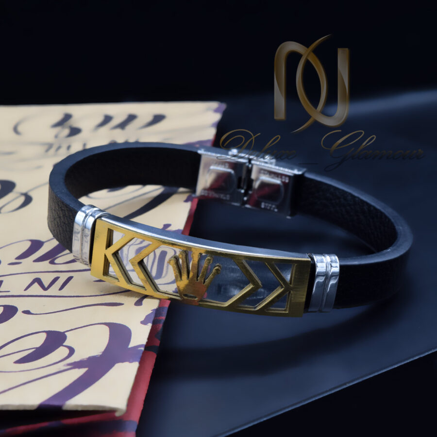 دستبند چرم ROLEX مردانه رویه طلایی DS-N903