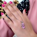 گردنبند نقره جواهری نگین صورتی زنانه ma-n694