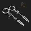 گوشواره استیل آویزی طرح پر نقره ای er-n297