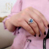 انگشتر زنانه نقره جواهری نگین آبی ma-n705