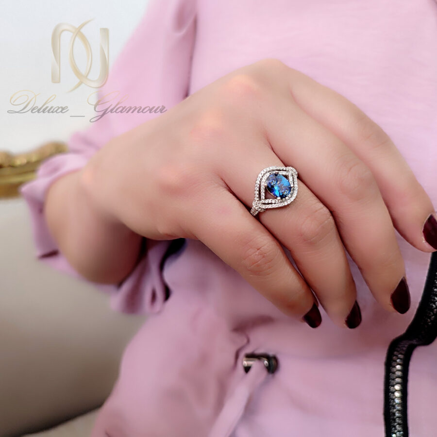 انگشتر زنانه نقره جواهری نگین آبی ma-n705