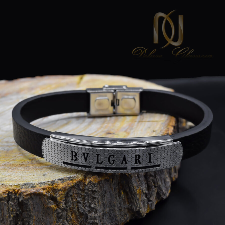 دستبند مردانه چرم طرح بولگاری ds-n917