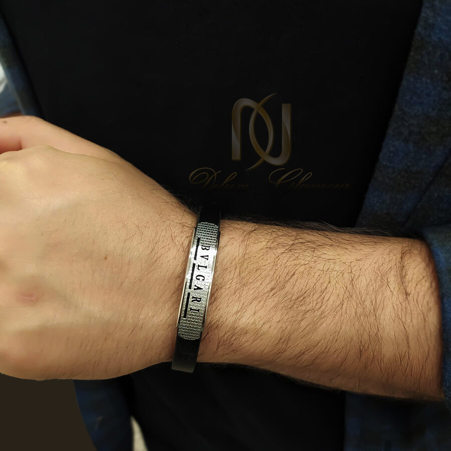 دستبند مردانه چرم طرح بولگاری ds-n917