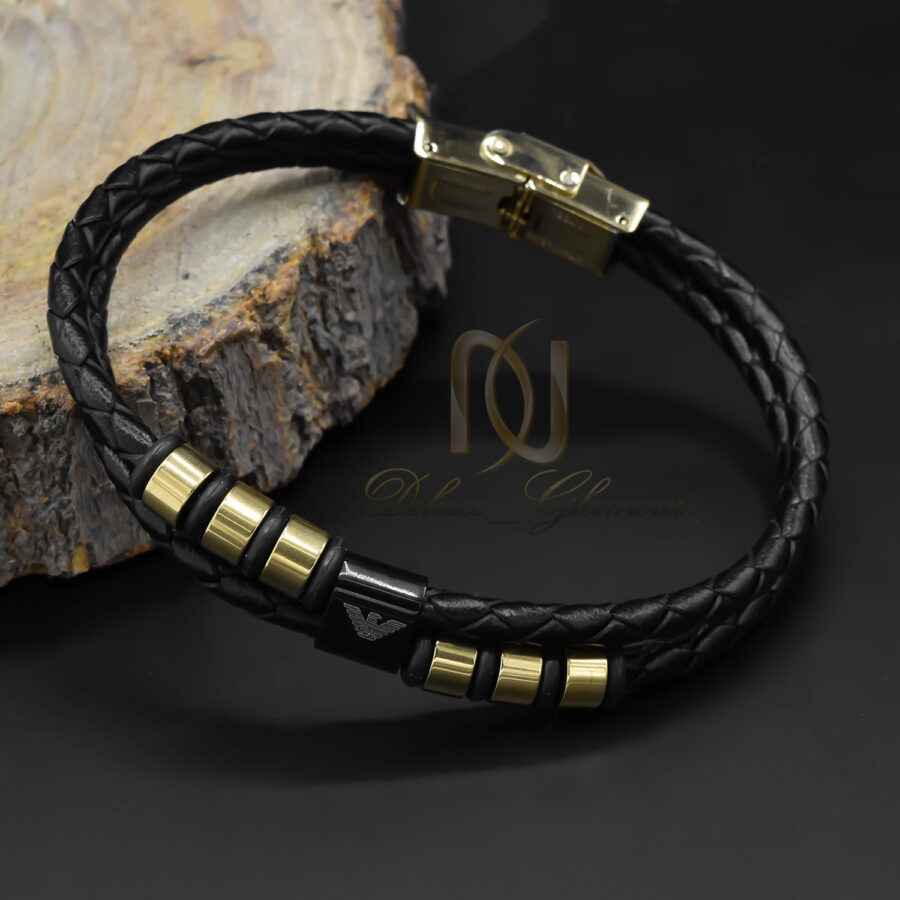 دستبند چرم مردانه طرح آرمانی ds-n915