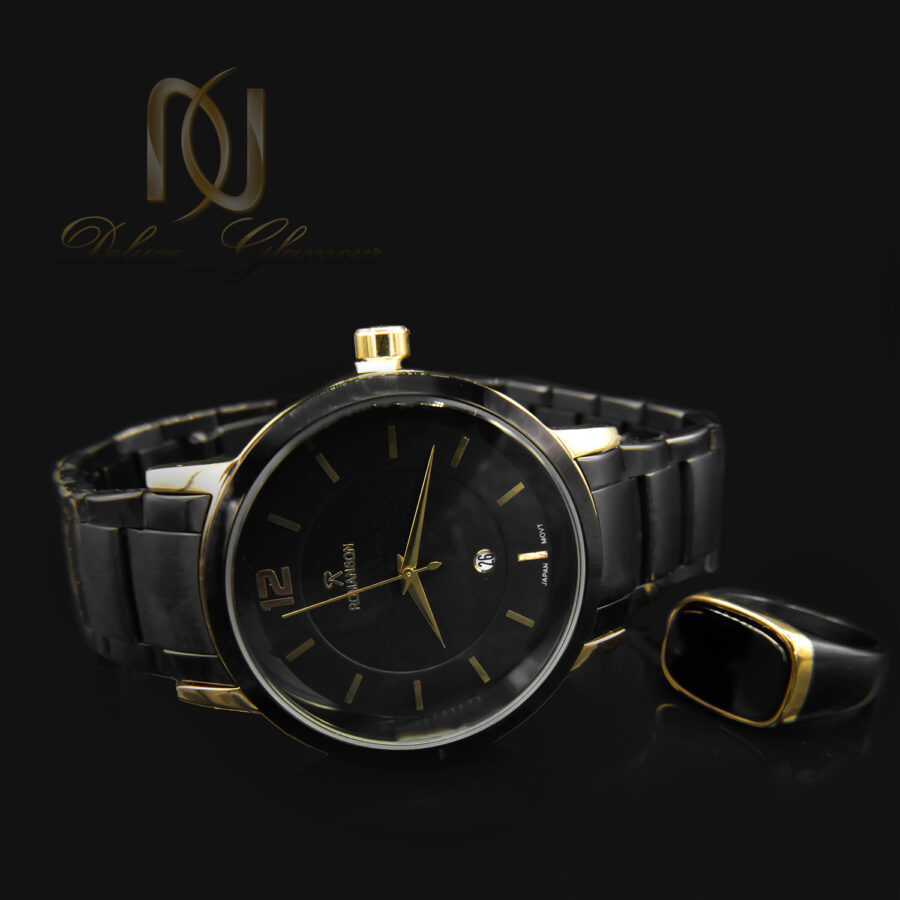 ست ساعت و انگشتر مشکی مردانه ns-n946