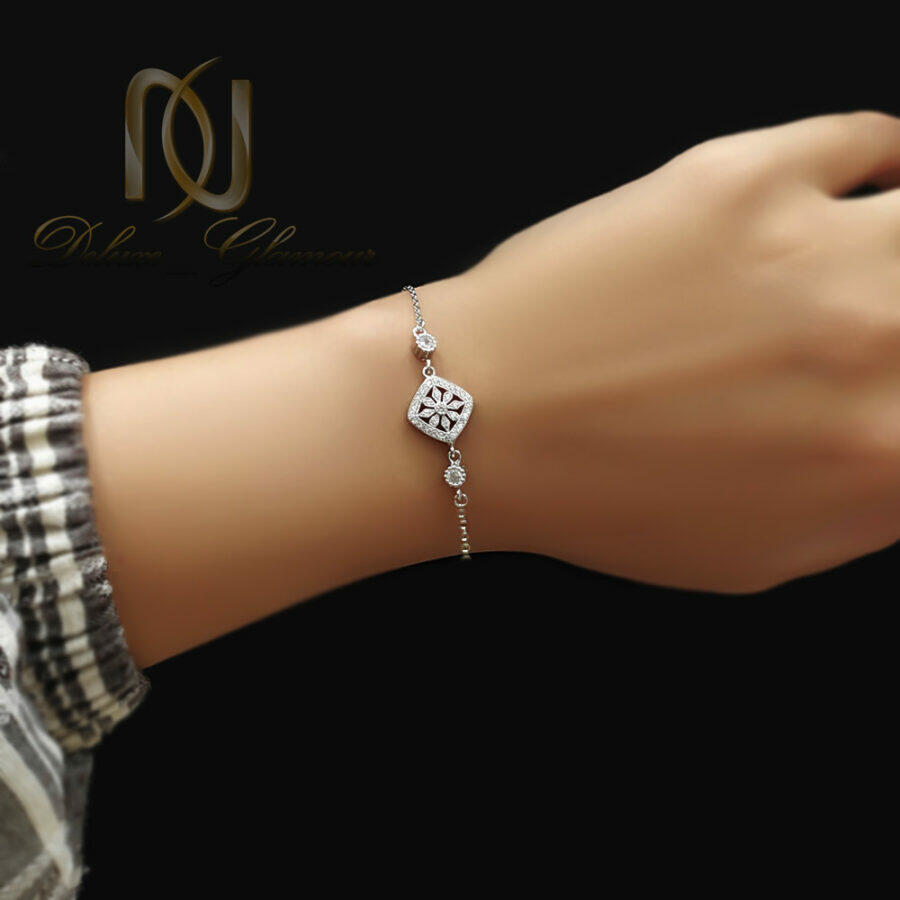 دستبند ظریف دخترانه نقره طرح گل ds-n963