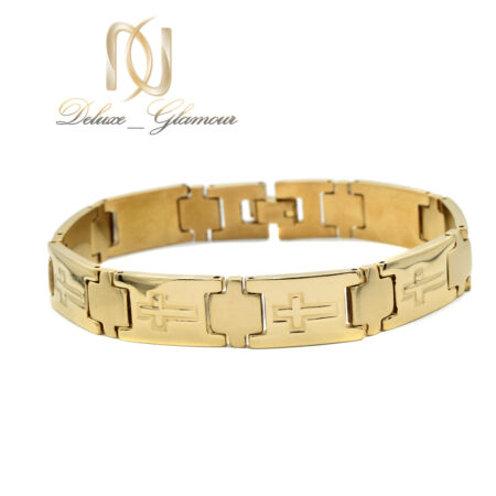 دستبند مردانه طرح صلیب استیل طلایی ds-n966