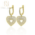 گوشواره نقره طرح قلب طلایی زنانه ER-N300