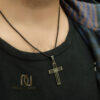 گردنبند صلیب مشکی مردانه استیل nw-n883