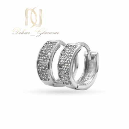 گوشواره نقره زنانه حلقه ای - گوشواره نقره حلقه ای ساده نگین دار