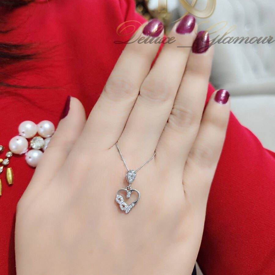 گردنبند نقره دخترانه مدل قلب و بی نهایت