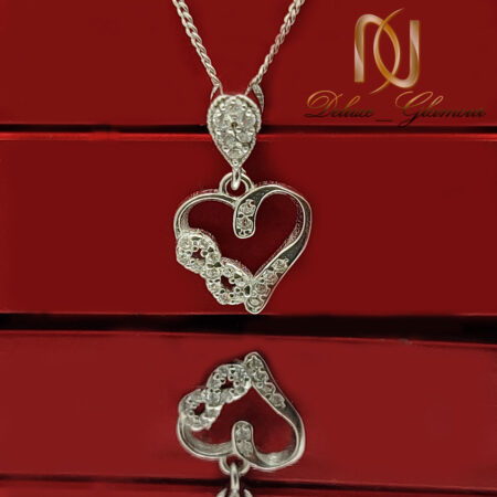 عکس گردنبند نقره طرح قلب و بی نهایت