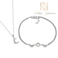 ست دستبند و گردنبند نقره طرح ماه CE-N38
