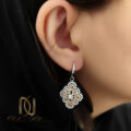 گوشواره نقره 925 زنانه نگین شامپاینی er-n308
