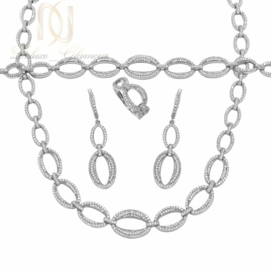 سرویس نقره زنانه کامل طرح طلا سفید زنجیری ce-n45