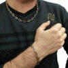 ست دستبند و زنجیر مردانه استیل دو رنگ ce-n50