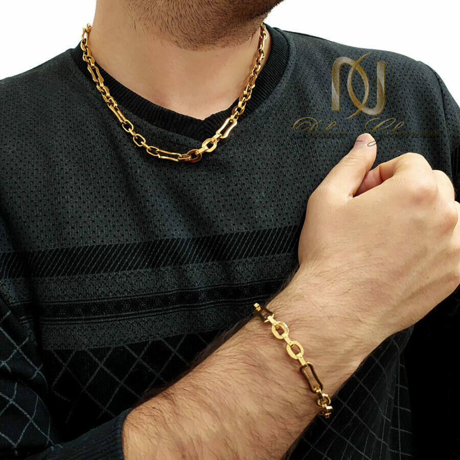 ست زنجیر و دستبند طلایی مردانه ce-n48